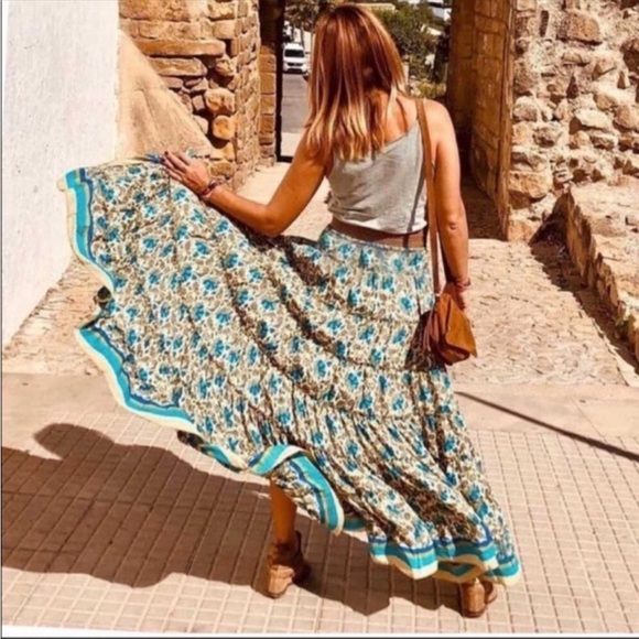 CLOSEOUT SALE NEW! Bohemain Floral High Low MIDI Maxi Skirt - Picture 2 of 7